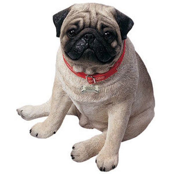 Pug Fawn Sitting Dog Sculpture